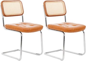 Eetkamerstoelen - Set van 2 - Metaal / Rotan - Bruin, Verzenden, Nieuw
