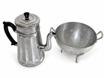 Ménagere + Unis - Theepot (2) - Aluminium, Chroom - Retro, Antiquités & Art