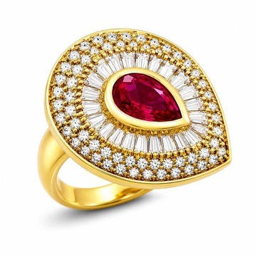 Ring - 14 karaat Geel goud, Exclusieve Effy Hematian 14K, Nieuw
