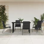 vidaXL 5-delige Tuinset textileen en staal zwart, Verzenden, Tuinset