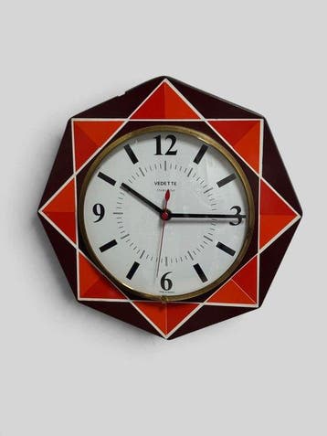 Wandklok - VEDETTE – 1970s French Geometric Star Wall Clock
