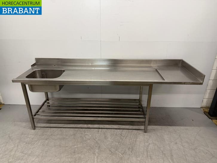 RVS Aanvoertafel Spoeltafel Spoelbak met onderschap 258,5 x, Zakelijke goederen, Horeca | Meubilair en Inrichting, Ophalen of Verzenden