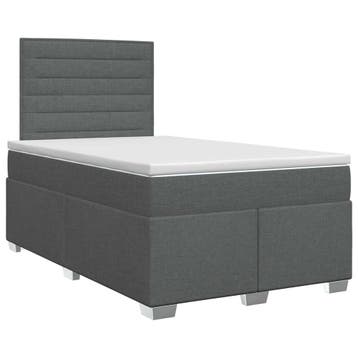 vidaXL Boxspringbed met matras Donkergrijs 120 x 190 cm Stof, Verzenden