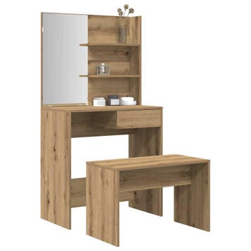 vidaXL Kaptafelset bewerkt hout artisanaal eiken, Verzenden, Nieuw