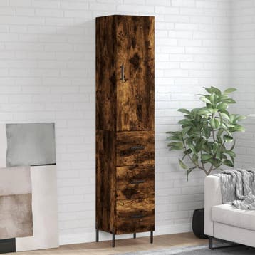 vidaXL Hoge kast 34,5x34x180 cm bewerkt hout gerookt, Huis en Inrichting, Kasten | Dressoirs, Verzenden, Nieuw