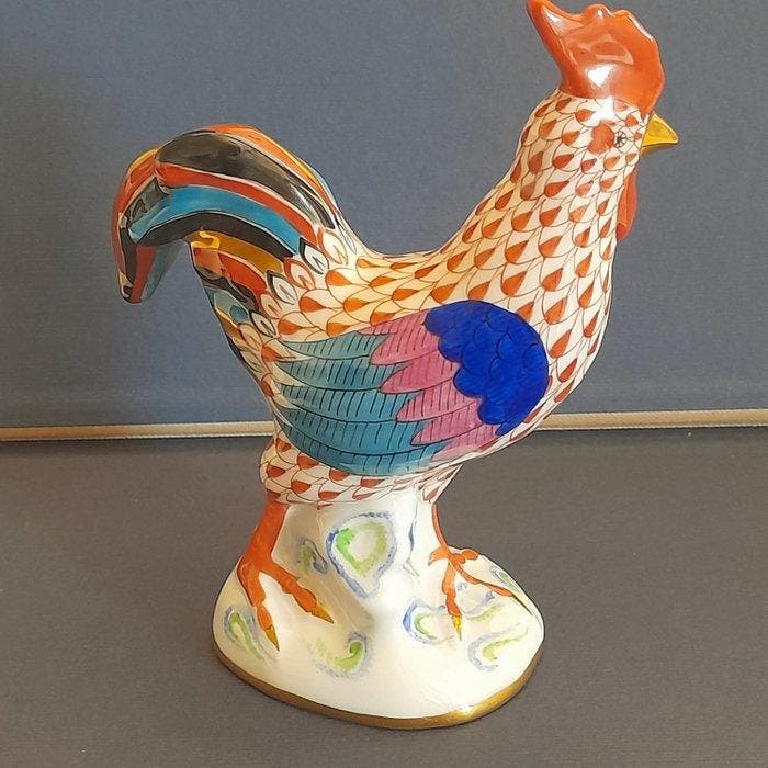 Herend - Beeld, Rooster - 14 cm - Porselein - 1970, Antiquités & Art, Antiquités | Verre & Cristal
