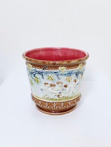Onnaing - Jardinière - Majolica - Antieke plantenpot, Antiquités & Art