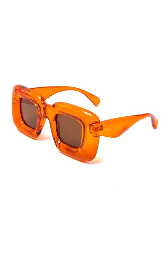 Retro Zonnebril Oversized Dik Oranje Montuur Zwarte Glazen D, Hobby en Vrije tijd, Feestartikelen, Nieuw, Ophalen of Verzenden