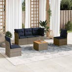 vidaXL 6-delige Loungeset met kussens poly rattan grijs, Verzenden, Loungeset