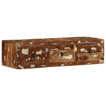 vidaXL Tv-meubel wandmontage 100x32x25 cm massief gerecycled, Huis en Inrichting, Woonaccessoires | Cd- en Dvd-rekken, Verzenden