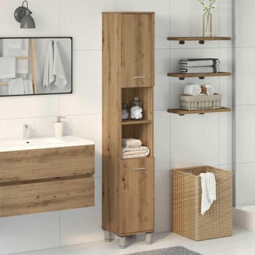 vidaXL Badkamerkast 30x30x179 cm bewerkt hout artisanaal, Verzenden