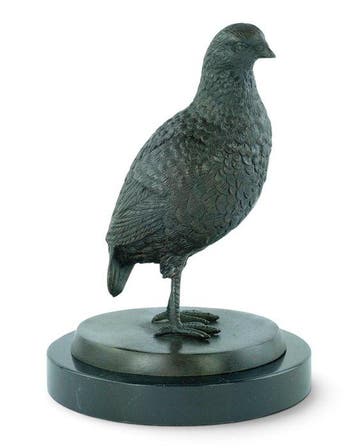 sculptuur, English Partridge - 26 cm - Brons, Marmer