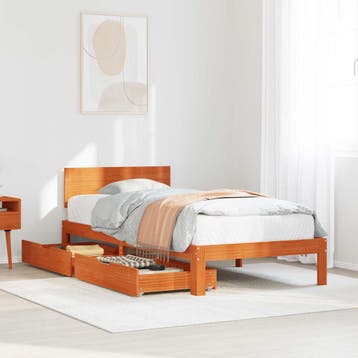 vidaXL Bedframe met hoofdeinde 3 pcs Wasbruin Massief, Verzenden