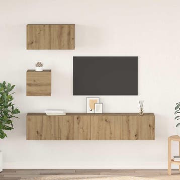 vidaXL Tv-meubelset 3 st Artisan Eiken Bewerkt hout, Huis en Inrichting, Verzenden, Nieuw