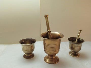 Vijzel en stamper (5) - Verguld messing