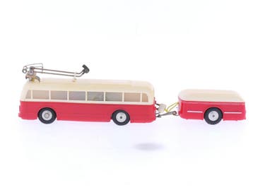 Schaal H0 Eheim 6102 (Brawa) trolleybus crème-rood met aa.., Hobby en Vrije tijd, Ophalen of Verzenden, Gebruikt, Analoog