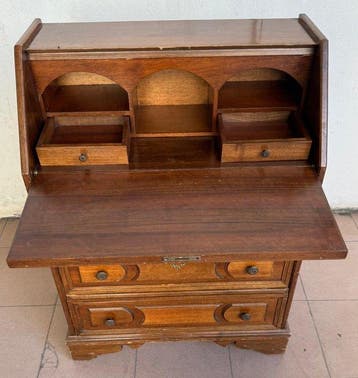Armoire de bureau - Noyer - écritoire à rabat