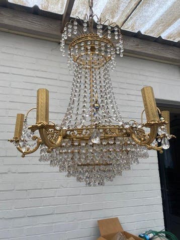 Lustre - Laiton, Cristal, Verre, Métal - lustre en cristal