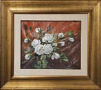 Federico de Curtis (1881) - Rose bianche, Antiek en Kunst, Kunst | Schilderijen | Klassiek