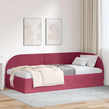 vidaXL Hoek Bed Frame met hoofdeinde Wijnrood 80 cm x 200 cm, Verzenden, Nieuw