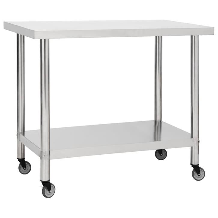 vidaXL Keukenwerktafel met wielen 80x60x85 cm roestvrij, Articles professionnels, Horeca | Autre, Envoi