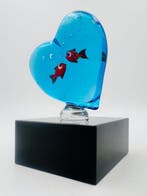 Guidotti - sculptuur, Cuore con pesci - 6.5 cm - Murano-glas