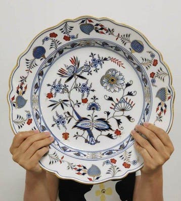Meissen - Ricca Nobile Cipolla Blu rossa e oro - Piatto da