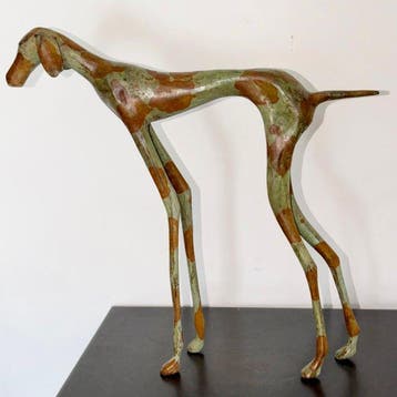 Abdoulaye Derme - Sculpture, Chien, Lévriers stylisé - 28.5, Antiquités & Art