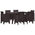 vidaXL Tuin Eettafel Set 7 pcs Bruin Polt riet, Verzenden, Nieuw