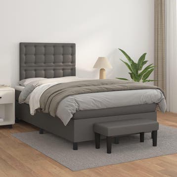 vidaXL Boxspring met matras kunstleer grijs 120x200 cm, Verzenden, Nieuw