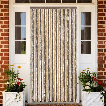 vidaXL Vliegengordijn 100x220 cm chenille donkerbruin en, Verzenden