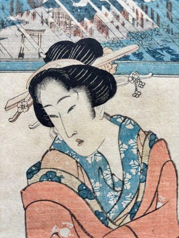 Nachtregen in Karasaki - Papier - Kikukawa Eizan (1787-1867)