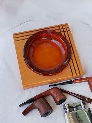 Zonder minimumprijs - Pijp - Hout, Glas, Aansteker - asbak -, Verzamelen, Nieuw