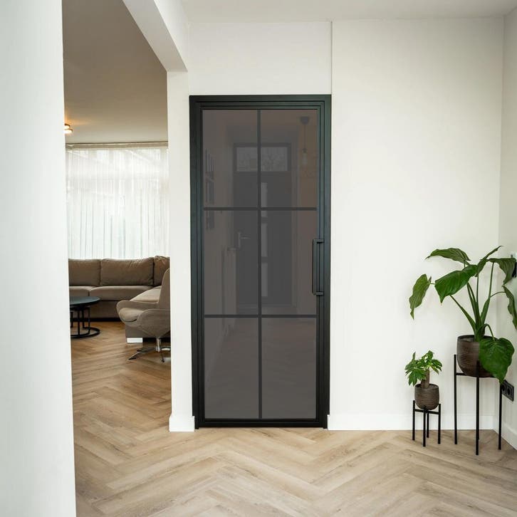 Stalen Binnendeur - 6 Vlaks - Rook glas, Doe-het-zelf en Bouw, Deuren en Vliegenramen, Nieuw, Metaal, Binnendeur, 200 tot 215 cm