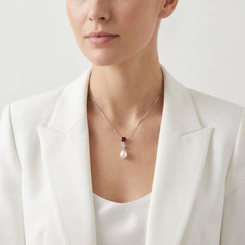 Zonder minimumprijs - Ketting met hanger - 14 karaat Witgoud