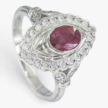 Zonder minimumprijs - Ring GIA & HRD - Onbehandelde robijn,, Nieuw