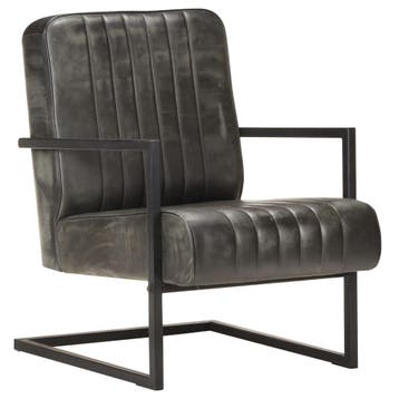 vidaXL Fauteuil echt leer verweerd grijs, Huis en Inrichting, Fauteuils, Verzenden, Nieuw