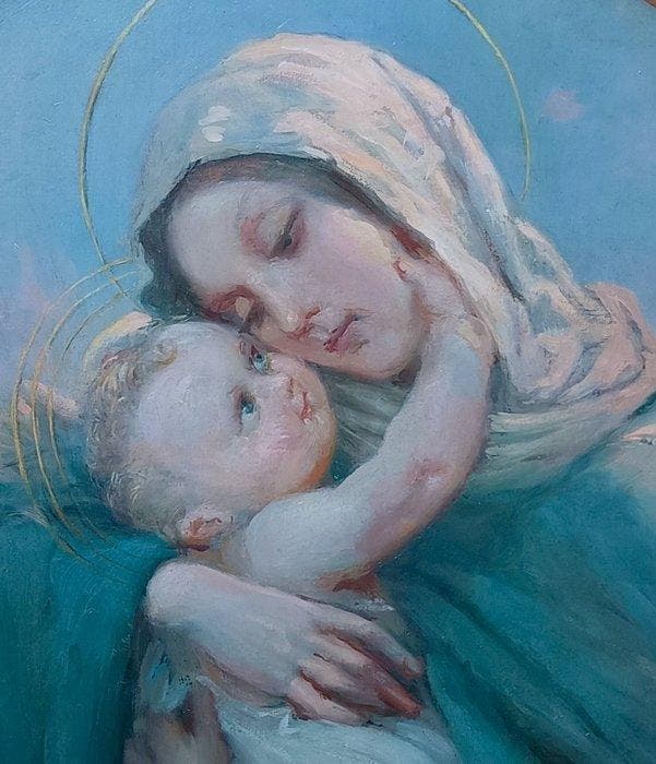 Cleto Luzzi (1884-1952) - Maternita - No Reserve, Antiek en Kunst, Kunst | Schilderijen | Klassiek
