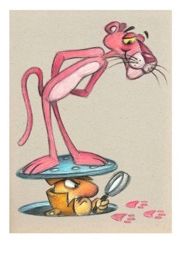 Joan Vizcarra Giclée - Inspector Clouseau & The Pink Panther, Nieuw in verpakking