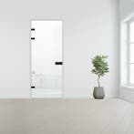 Glazen binnendeur XL voor stomp kozijn zwart beslag-Satijn g, Doe-het-zelf en Bouw, Glas en Ramen, Verzenden, Nieuw