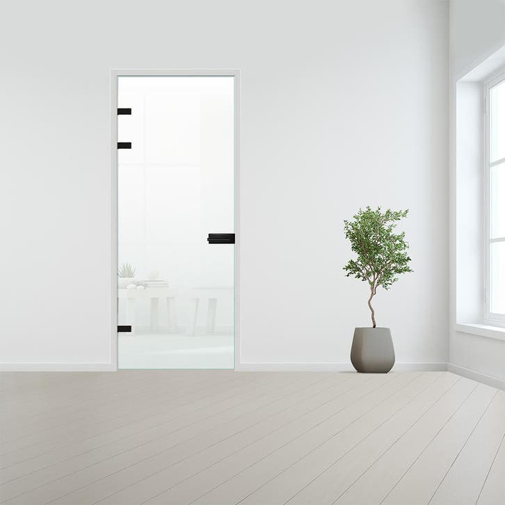 Glazen binnendeur XL voor stomp kozijn zwart beslag-Satijn g, Doe-het-zelf en Bouw, Glas en Ramen, Nieuw, Verzenden