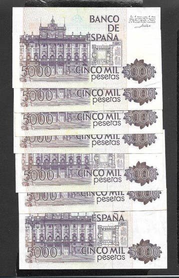 Spanje. - 7 x 5000 Pesetas 1979 - Pick 160a (Zonder