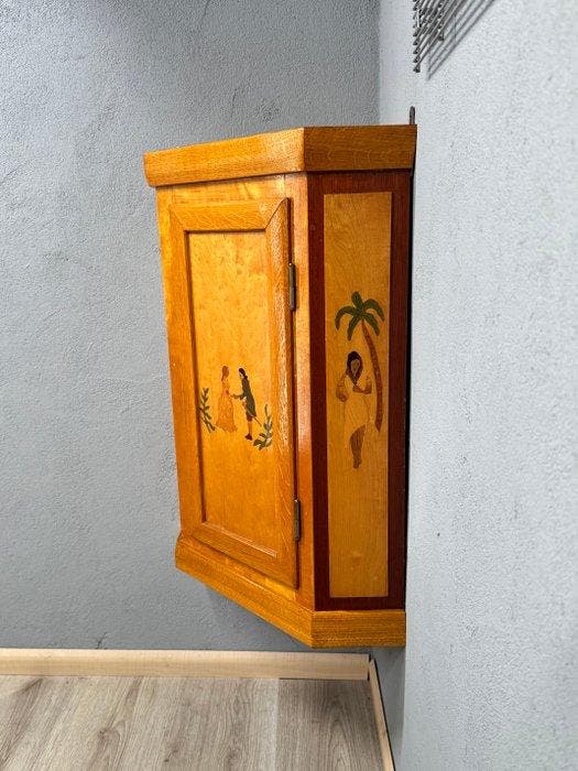 Kast - Hout - Fraaie ingelegde hoekkast, Antiek en Kunst, Curiosa en Brocante