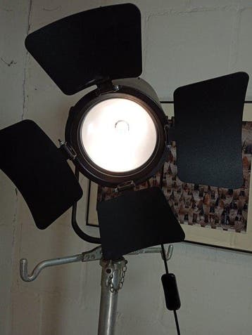 Staande lamp - Vintage reflectorlamp - Aluminium, Messing,