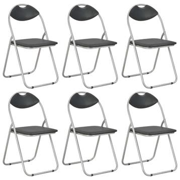 vidaXL Opklapbare stoelen, 6 stuks, zwart kunstleer, Huis en Inrichting, Stoelen, Verzenden, Nieuw