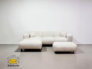 Hoekzetel wit in bouclé, hoek L -overstock, Verzenden