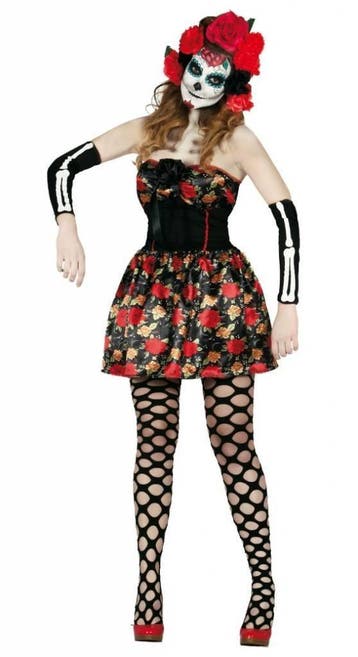 Halloween Kostuum Dames Jurk Skelet Day Of The Dead, Kleding | Dames, Verzenden, Nieuw