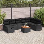 vidaXL Tuinbank Set met kussen met opslag 9 pcs Zwart Poly, Verzenden