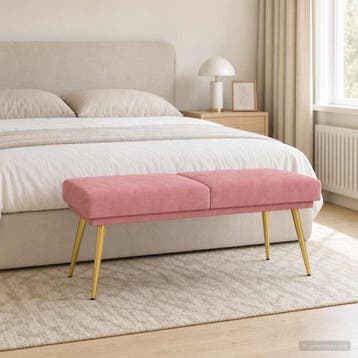 vidaXL Dubbel-laags bank Roze 120 x 45 x 46 cm fluweel, Verzenden, Nieuw