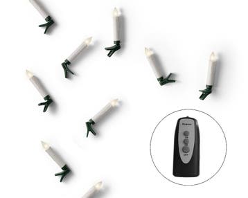 Led boomkaarsjes warm wit op batterij – 10 stuks met timer, Nieuw